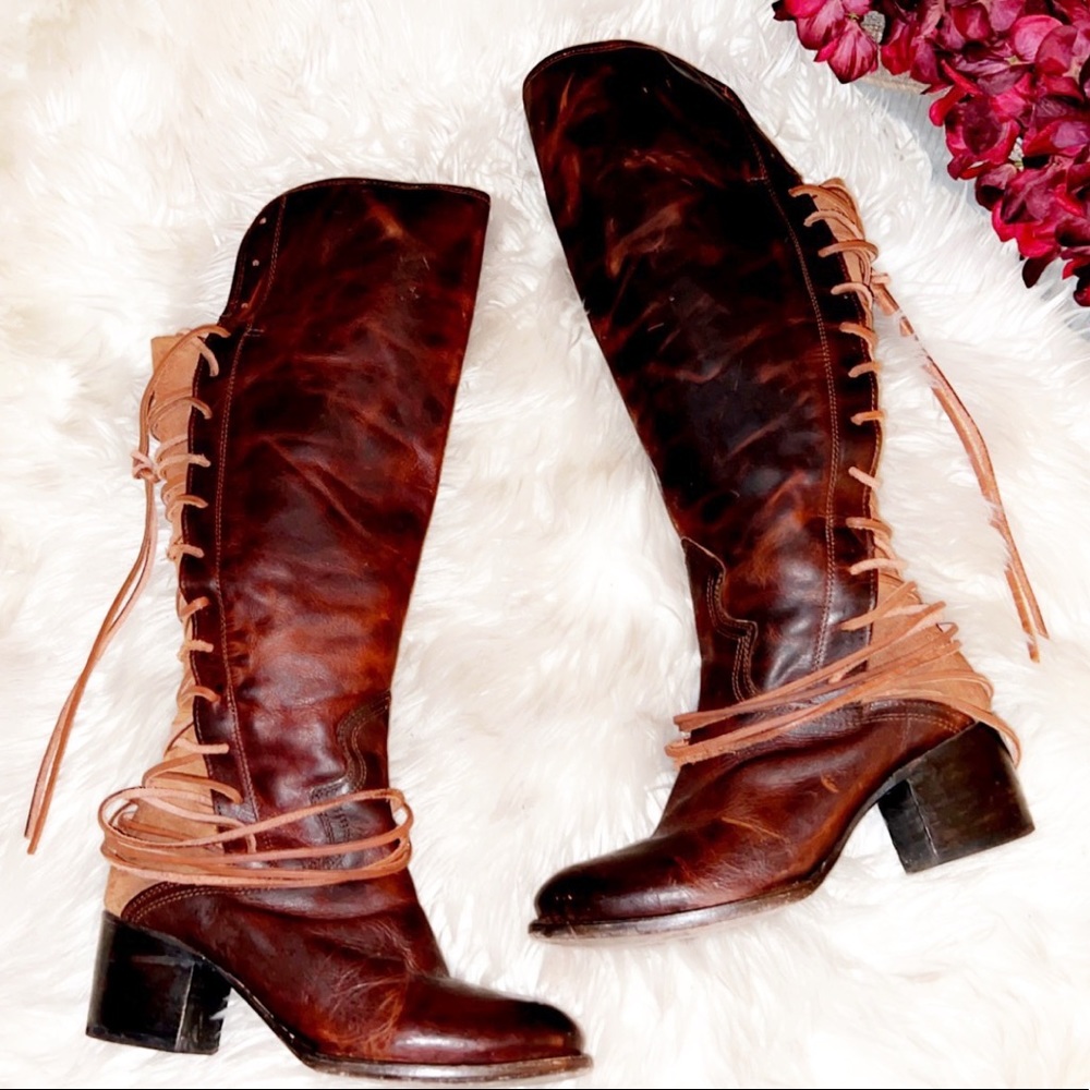 FREEBIRD Coal Lace Up Boot in Cognac Leather - Picture 3 of 9